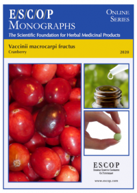 ESCOP monographs The Scientific Foundation for Herbal Medicinal Products. Online series. Vaccinii macrocarpi fructus (Cranberry). Exeter: ESCOP; 2020. 50 pages.