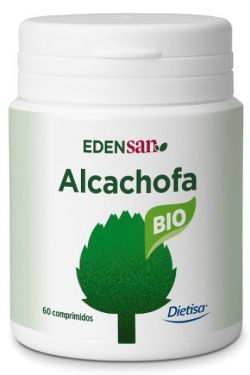 Edensan Bio Alcachofa. Polvo de hojas de alcachofa (<i>Cynara scolymus</i> L, hojas): 750 mg, agente de carga: celulosa microcristalina, antiaglomerante: dióxido de silicio. Bote de 30 comprimidos. Complemento alimenticio.