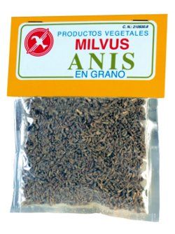 Anís en grano Milvus. Sobres termosoldables de 42 g (<i>Pimpinella anisum</i> -grano- 100%). CN: 210930.8