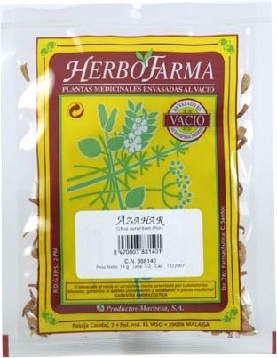 Azahar Herbofarma. Flores de <i>Citrus aurantium</i>. Bolsa 15 g al vacío. CN: 388140.1. 