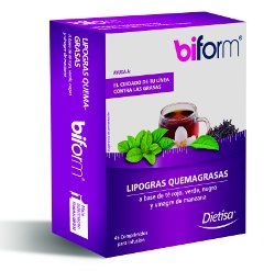 Biform Lipogras Quemagrasas. Estuche con 45 comprimidos disgregables con Extractos secos de Tés (rojo, verde y negro). 