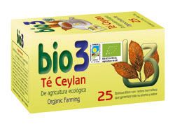 BIO3 Té Ceylán. Hojas de té Ceylán-té negro, <i>Camellia sinensis</i> de cultivo biológico certificado. Estuche con 25 bolsitas filtro para infusión de 1,8 g. CN: 353355.3.