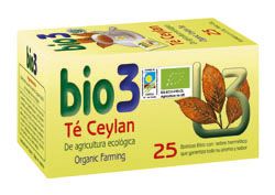 BIO3 Té Ceylán. Hojas de té Ceylán-té negro, <i>Camellia sinensis</i> de cultivo biológico certificado. Estuche con 25 bolsitas filtro para infusión de 1,8 g. CN: 353355.3.
