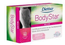 Bodystar Fitoestrógenos. Estuche con 48 cápsulas (isoflavonas de la soja y glutation reducido).