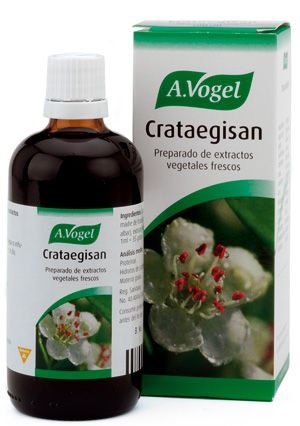 Crataegisan gotas. Frasco de 100 mL. 1 mL contiene Crataegus oxyacantha et monogyna fructus, planta fresca de recolección silvestre, 970 mg. 1mL = 35 gotas. Libre de gluten y lactosa.