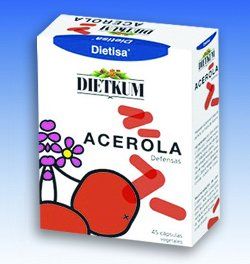 Dietkum Acerola. Extracto seco de Acerola (<i>Malpighia glabra</i>). Estuche con 45 cápsulas vegetales.