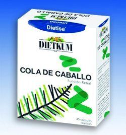 Dietkum Cola de Caballo. Extracto seco de Cola de caballo (<i>Equisetum arvense</i>). Estuche con 45 cápsulas vegetales.