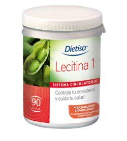 Lecitina-1. Bote con 90 perlas (lecitina de soja y aceite de soja, 200 mg/perla).