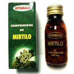 Mirtilo Comprimidos Estuche y Frasco con 60 comprimidos. 6 comprimidos aportan 3 gr de Mirtilo.