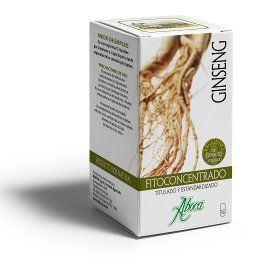 Ginseng Concentrado Total Bio (<i>Panax ginseng</i>). 50 cápsulas de 500 mg cada una, en las que se combina el extracto liofilizado o criosecado y el polvo de granulometría fina.