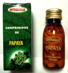 Papaya Comprimidos Estuche y frasco con 60 comprimidos. 6 comprimidos aportan 3 gr de Papaya.