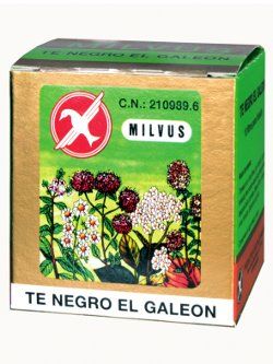 Té Negro El Galeón Milvus. Envase con 10 filtros de 1,200 g/filtro (<i>Thea sinensis</i> -hojas- 100%).  CN: 210989.6