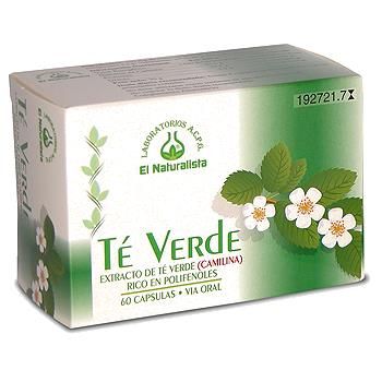 Té verde. Estuches conteniendo 60 cápsulas en blister. Cada cápsula contiene 350 mg de extracto seco de té verde (35% de polifenoles). CN: 192721.7.