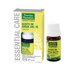 Aceite del Árbol del Té 100% Thursday Plantation. Frasco con dosificador de 10 mL, en caja.