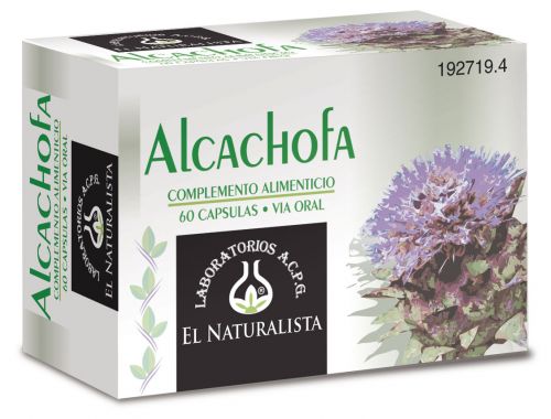 Alcachofa. Estuches conteniendo 60 cápsulas en blister. Cada cápsula contiene 280 mg de extracto seco de  alcachofera (<i>Cynara scolymus</i>). CN: 192719.4.