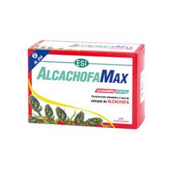AlcachofaMax. Caja de 60 tabletas de 380 mg, en blíster. Cada tableta contiene 200 mg de polvo de hoja de alcachofera y 180 mg de extracto seco (2,5% ácido cafeilquínico). Complemento alimenticio.