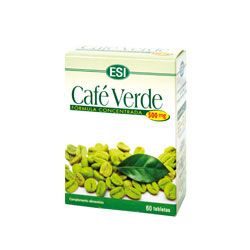 Café Verde. Caja de 60 tabletas de 800 mg, en blíster. Cada tabbleta contiene un 65% de ácido clorogénico. Complemento alimenticio.