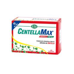 CentellaMax. Caja de 60 tabletas de 380 mg, en blíster. Cada tableta contiene 200 mg de polvo de sumidad de centella y 180 mg de extracto seco (2% asiaticósidos). Complemento alimenticio.