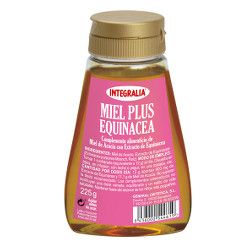 Miel Plus Equinácea. 225 g. Ingredientes por dosis diaria, la toma diaria de 12 g contiene: miel de acacia 11,1 g, extracto de Equinácea 900 mg.