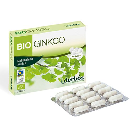 Bio Ginkgo. Extracto seco biológico de ginkgo biloba (<i>Ginkgo biloba</i>) y maltodextrina. 30 cápsulas de 305 mg. Complemento alimenticio.