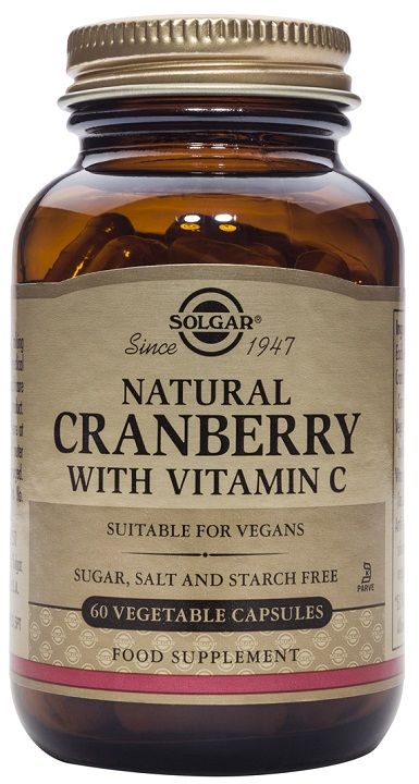 Solgar Arándano Rojo. Frascos de 60 cápsulas vegetales. Cada cápsula vegetal aporta 440 mg de concentrado de arándano rojo en polvo (<i>Vaccinium macrocarpon</i>) y 60 mg de vitamina C. Complemento alimenticio para adultos.