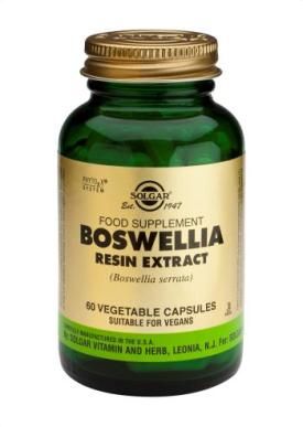 Solgar Boswellia Extracto de resina. Frascos de 60 cápsulas vegetales. Cada cápsula contene 350 mg de extracto estandarizado de resina de <i>Boswellia serrata</i> (227,5 mg [65%] de ácido boswéllico) y 100 mg de polvo de resina de boswelia. Complemento alimenticio para adultos.
