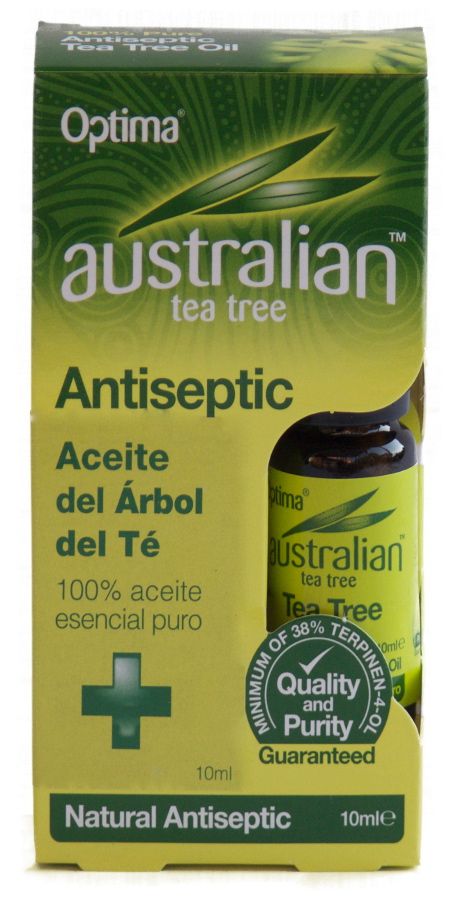 Aceite del árbol del té. 10 mL y 25 mL. Aceite esencial de <i>Melaleuca alternifolia</i> (100%.
