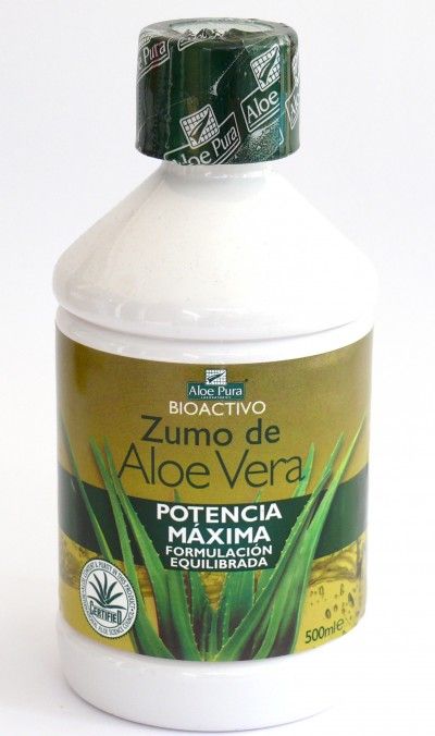 Zumo Aloe Vera Plus. Botella de 500 mL y de 1000 mL. Zumo Aloe Vera 100% estabilizado, no filtrado, de cultivo ecológico certificado.