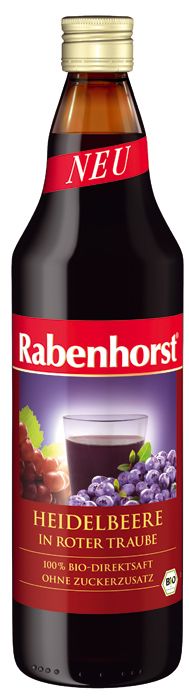 Rabenhorst Zumo Ecológico de Uva Roja con hierro. zumo puro de uva roja ecológico, gluconato de hierro. Sin azúcar añadido. No procedente de concentrado. Botella de vidrio ámbar de 750 mL.