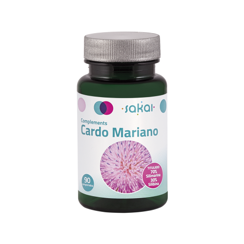 Cardo Mariano Complements. Frasco 90 comprimidos. 2/4 comprimidos contienen 144/288mg de E.S. titulado (70% en silimarina y 30% en silibina) de cardo mariano (<i>Sylibum marianum</i>). Aporte en silimarina: 201,6 mg de los cuales 86,4 de silibina.