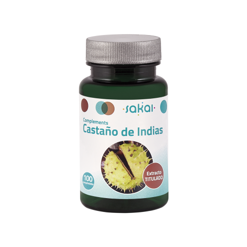 Castaño de Indias Complements. Frasco 100 comprimidos. 4 comprimidos contienen 250 mg de E.S. Castaño de Indias (<i>Aesculus hippocastanum</i>) titulado al 20% en escina, que aportan de 50mg de saponinas expresados como escina.