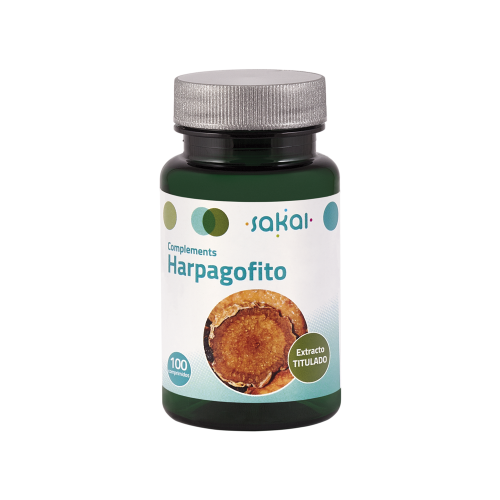 Harpagofito Complements. Frasco 100 comprimidos. 2/4 comprimidos contienen 280/560 mg de E.S. de harpagofito titulado al 2,5% en harpagósidos. Aporte en harpagósidos: 7/14 mg.