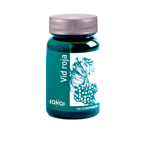 Vid Roja Complements. Frasco de 100 comprimidos. 1/3 comprimidos contienen 115/345 mg de E.S. de vid roja titulada al 5% en polifenoles y 50/150 mg de hoja en polvo de Vid roja (<i>Vitis vinifera L.</i>). Aporte en polifenoles: 0,05/0,15 mg.