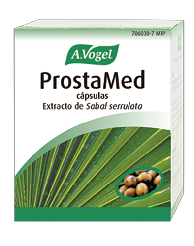 ProstaMed. Medicamento tradicional de plantas (MTP) utilizado para el alivio de los síntomas del tracto urinario inferior, relacionados con la función de eliminación de orina tales como, deseo frecuente de orinar, especialmente durante la noche (nicturia), dificultad para orinar, flujo urinario débil, sensación de un vaciado incompleto de la vejiga, basado en su uso tradicional. Este medicamento está indicado en adultos que padecen aumento del tamaño de la próstata asociado a la edad (hiperplasia prostática benigna, HPB) a los que el médico ha informado que no padecen una situación clínica grave. Una cápsula de [aprox. 480 mg] contiene: 320 mg de extracto (como extracto blando) del fruto de <i>Serenoa repens</i> (Bartram) Small = <i>Sabal serrulata</i> (Michaux) Nichols (9-12:1). Solvente de extracción: etanol 96%. Excipientes: Sorbitol (E-420), gelatina, glicerol, óxido de hierro rojo, óxido de hierro negro, óxido de hierro amarillo, agua purificada. Envase con 30 cápsulas.CN: 706030.7. 