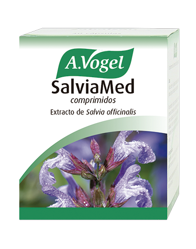 SalviaMed, comprimidos. Medicamento tradicional de plantas utilizado para el alivio de los sofocos de la menopausia, los sudores nocturnos y la transpiración excesiva, basado exclusivamente en su uso tradicional. Un comprimido contiene 51 mg de extracto seco de hojas frescas de <i>Salvia officinalis</i> L, correspondiente a 3.400 mg de extracto (como tintura), equivalente en planta seca a 200 mg por comprimido. Medicamento Tradicional a Base de Plantas (MTP). Envase con 30 comprimidos. CN:  701728.8.