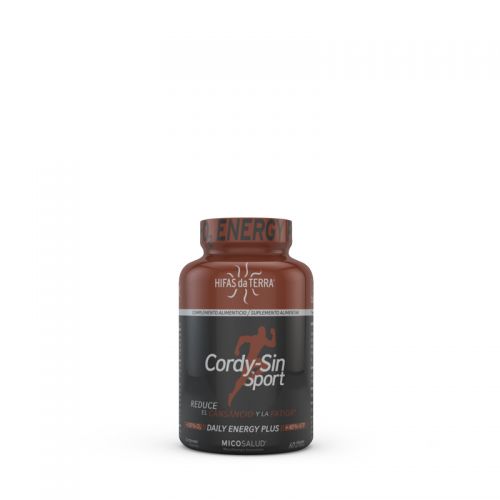 Cordy-Sin Sport. Complemento alimenticio en cápsulas de polvo y extracto de Cordyceps (<i>Cordyceps sinensis</i>) de producción ecológica certificada. 60 cápsulas de 792 mg (532 mg de polvo y 133,2 mg de extracto). CN: 181849.2.  Sustancias bioactivas: alfa, beta y D-glucanos, vitamina B<SUB>2</SUB> y zinc. Libre de gluten, conservantes, productos químicos, edulcorantes, saborizantes, almidón, trigo, maíz, soja, azúcar y lácteos. Ingredientes no GMO.