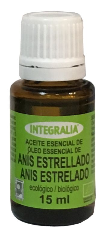 Aceite esencial de Anís Estrellado Integralia Ecológico (<i>Illicium verum</i> Hook. F., semillas). 15 mL. Complemento alimenticio.