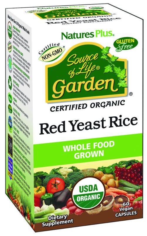 Levadura roja del arroz, Source of Life<sup>®</sup> Garden. 60 cápsulas. Ingredientes: polvo de levadura roja (<i>Monascus purpureus</i>) valorado en 0,39% de monakolinas totales (2,3 mg). 