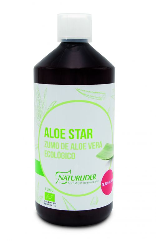 Aloe Star Ecológico Zumo de Aloe Eco. Botella de 1 litro de zumo de Aloe vera.