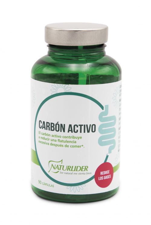 Carbón activo Naturlider. 90 cápsulas. Ingredientes por cápsula: carbón  activo vegetal 500 mg, gelatina vegetal (hypromelosa (