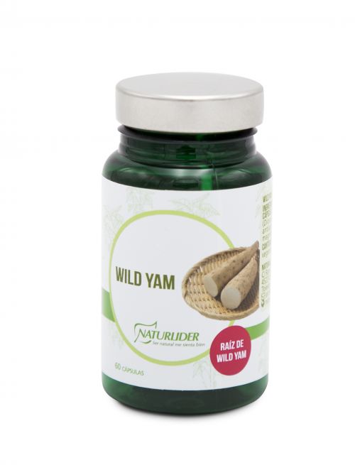 Wild Yam Naturlíder. 60 cápsulas vegetales. Ingredientes por dosis diaria (1 cápsula): 500 mg de extracto seco de Wild Yam (<i>Dioscorea villosa</i> L, raíz), estandarizado a un min. 16% de diosgenina, antiaglomerantes (estearato de magnesio y dióxido de silicio), envoltura (gelatina vegetal). Complemento alimenticio.