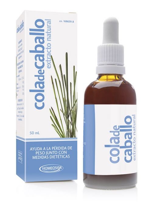 Cola de Caballo Gotas Pharmasor. Extracto natural de cola de caballo (<i>Equisetum arvense</i> L), 14,5%, agua glicerinada. 50 mL. CN: 168639.8.