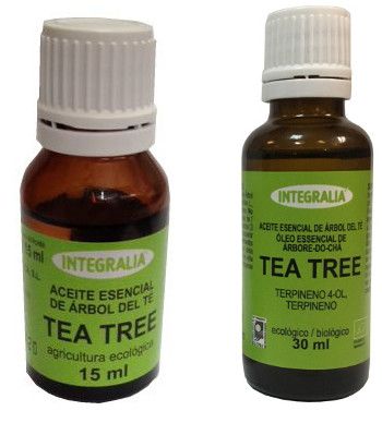 Aceite Esencial de Árbol del Té (Tea Tree) Integralia Ecológico (<i>Melaleuca altermifolia</i> L., hoja, terpineno-4-ol). Frascos de 15 y de 30 mL. Complemento alimenticio.