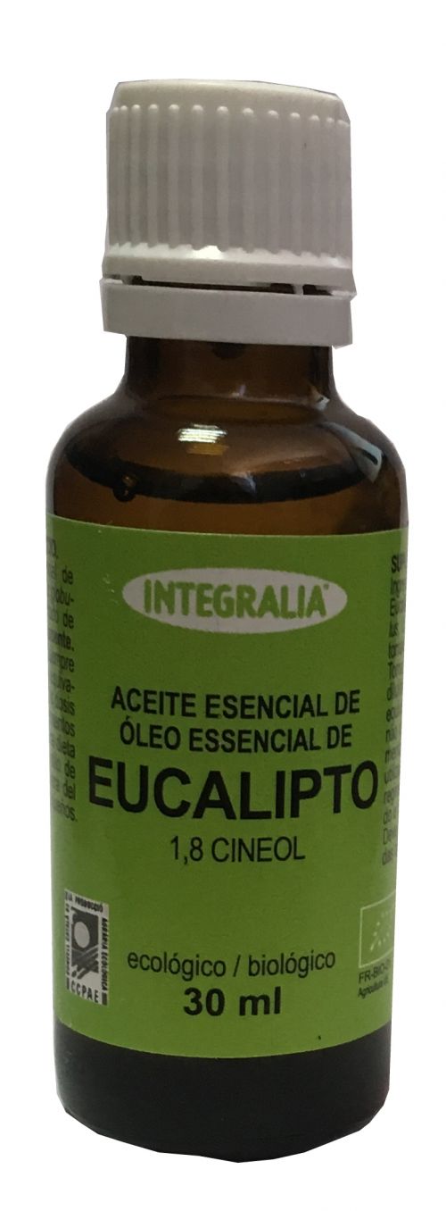 Aceite Esencial de Eucalipto Integralia Ecológico (<i>Eucalyptus globulus</i> L, hoja, quimiotipo 1,8 cineol). 30 mL. Complemento alimenticio.