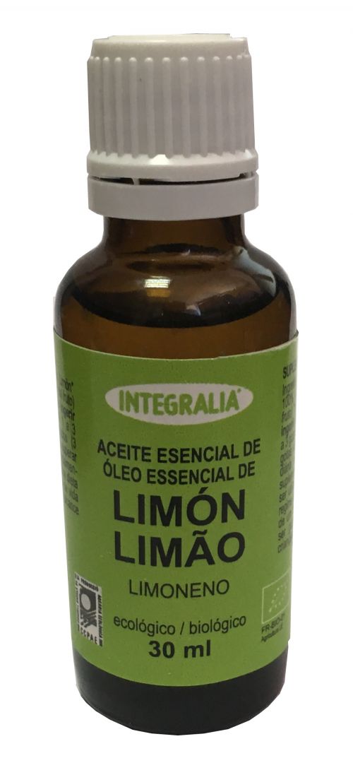 Aceite Esencial de Limón Integralia Ecológico (<i>Citrus limon</i> L., pericarpio del fruto, limoneno). 30 mL. Complemento alimenticio. 