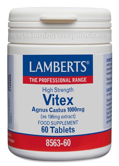 Vitex Agnus-Castus 1.000 mg. Envase con 60 tabletas. Cada tableta aporta 200 mg de extracto 5:1, equivalente a 1.000 mg de <i>Vitex agnus-castus</i>. Complemento alimenticio. 