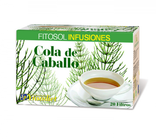 Fitosol Infusiones Cola de Caballo. Cola de caballo (<i>Equisetum</i> sp. L., tallos): 100%.. Envases con 20 filtros infusión. Complemento alimenticio.