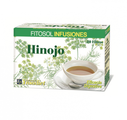 Fitosol Infusiones Hinojo. Hinojo (<i>Foeniculum vulgare</i> Mill, fruto): 100%. 20 bolsitas filtro. Complemento alimenticio.