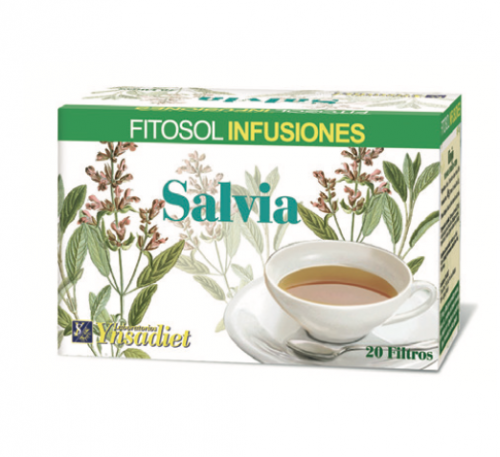 Fitosol Infusiones Salvia. Salvia (<i>Salvia officinalis</i> L., hojas): 100%. 20 bolsitas filtro. Complemento alimenticio.