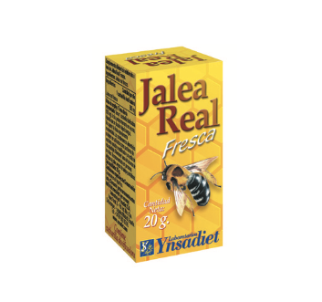 Jalea Real Fresca 20 g. Cada cucharilla dosificadora contiene 500 mg de jalea real fresca. Envase20 g. Complemento alimenticio.